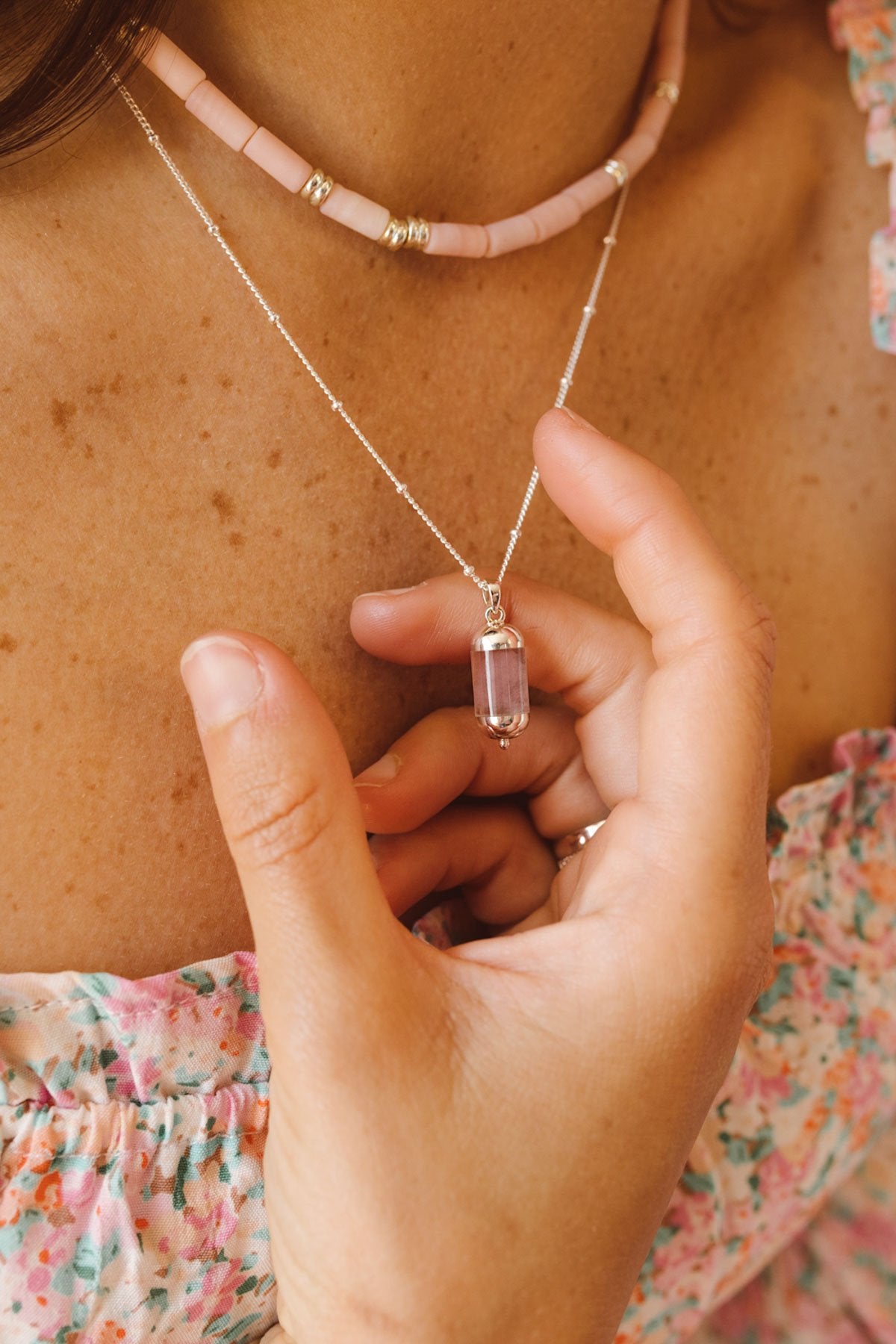 Pink cloud necklace silver (34cm)-Necklace-wildthings_collectables-Silver---abc