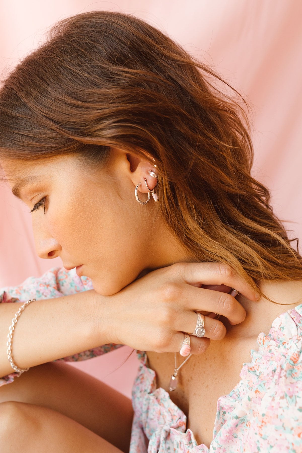 Dreamy shell pinky ring silver-abc