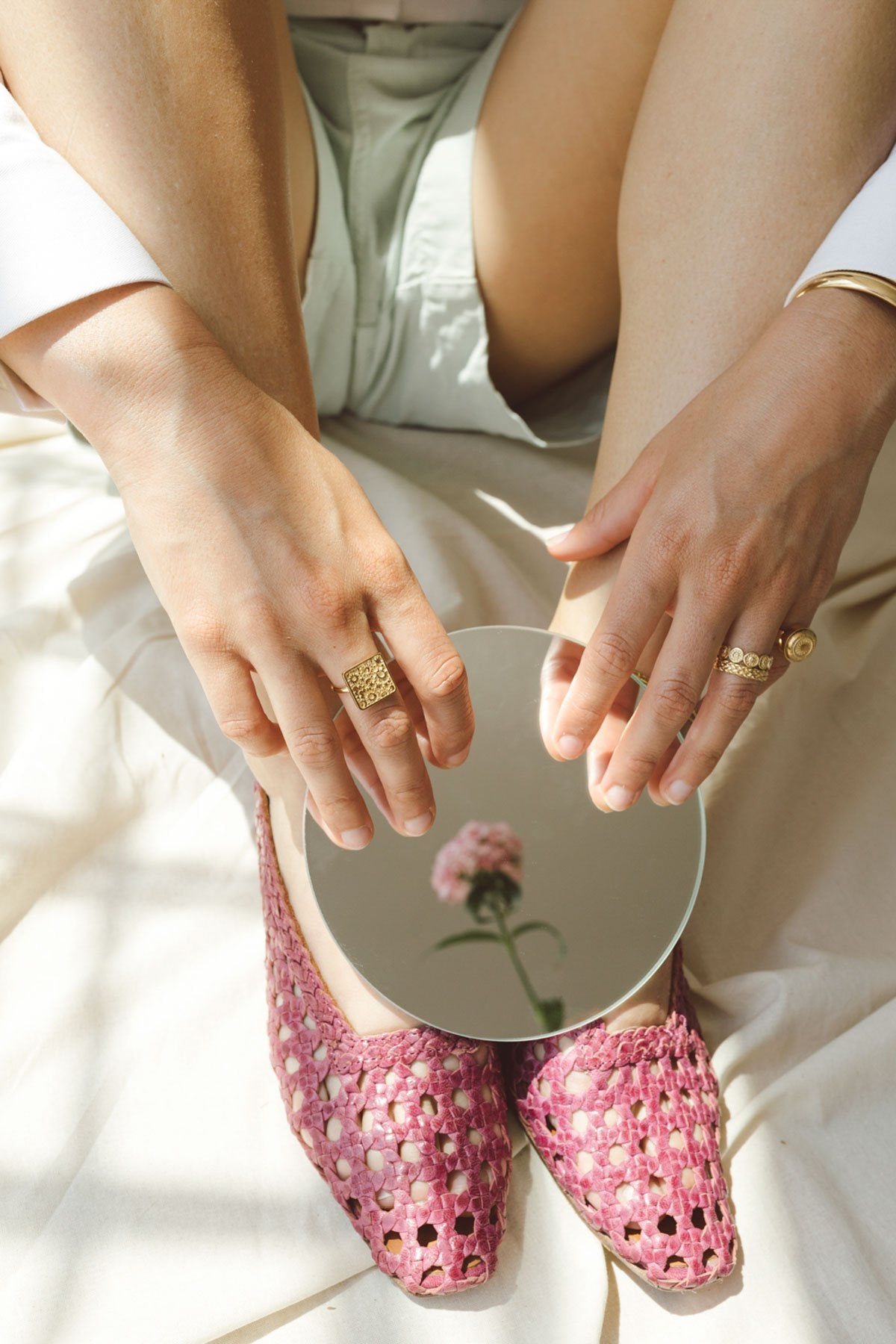 Five strand braided ring gold plated-abc