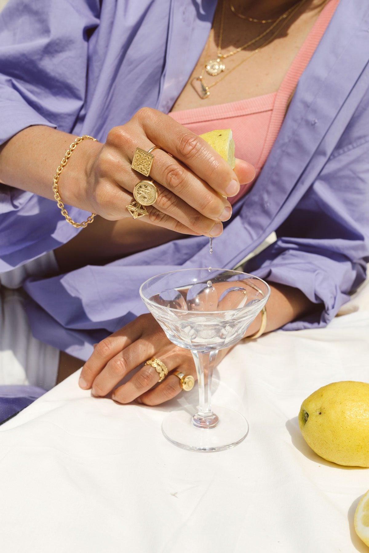 Palm leafs pinky ring gold plated-abc