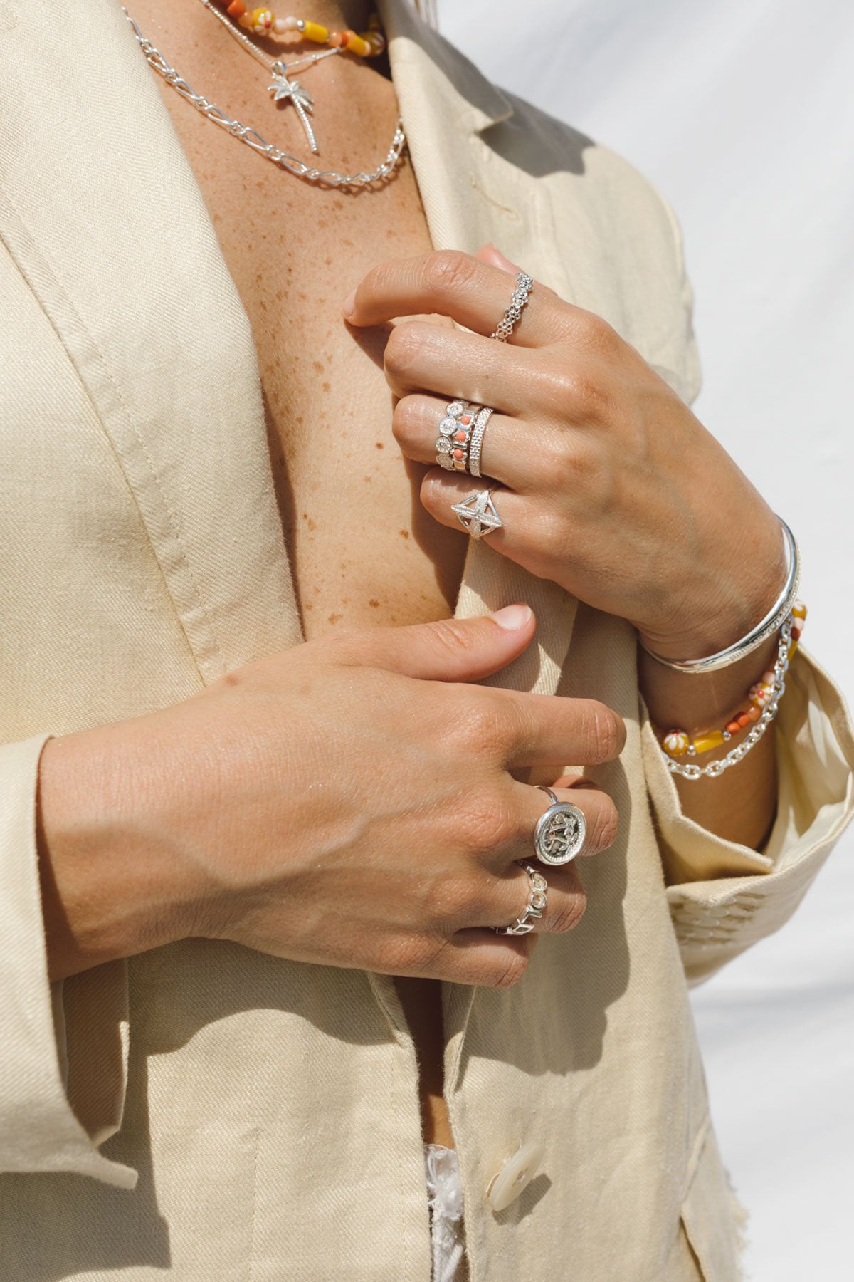 Dots n stripes ring silver-abc