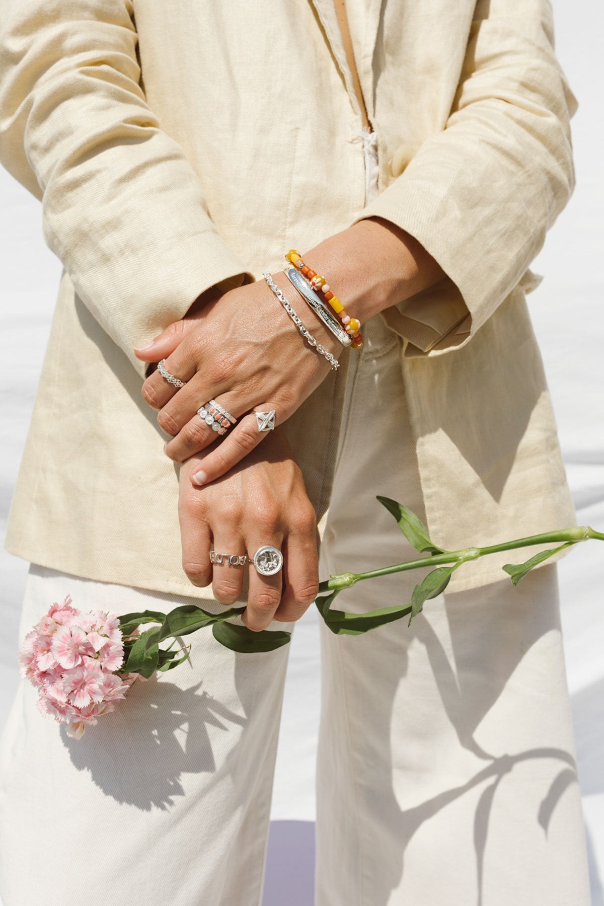 Dots n stripes ring silver-abc