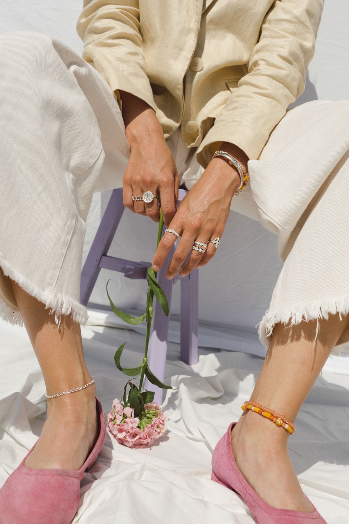 Oval chain anklet silver-abc