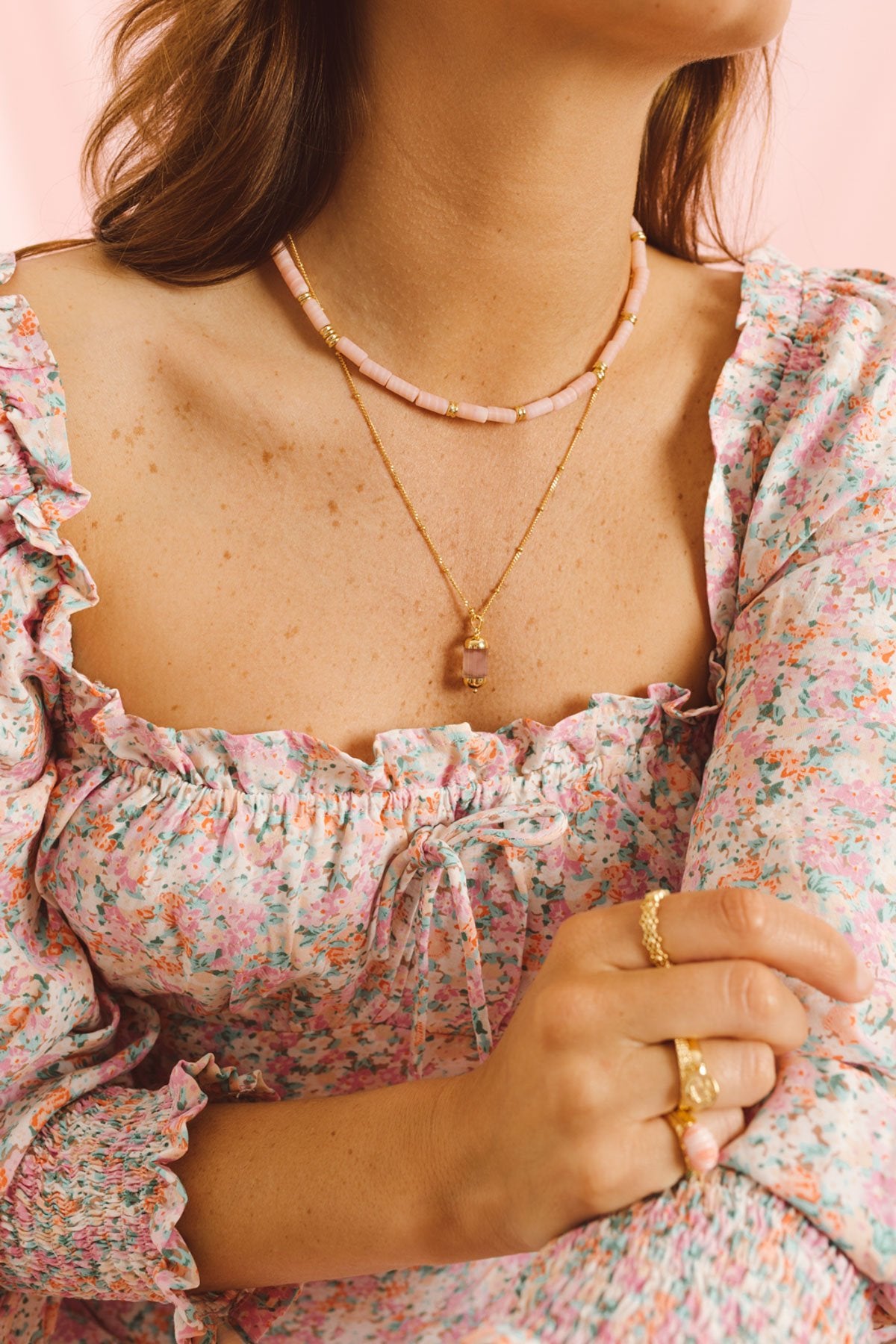 Pink cloud necklace gold plated (34cm)-Necklace-wildthings_collectables-Gold plated---abc