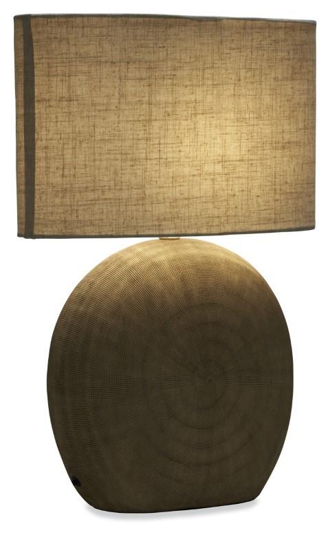 Large Swirl Ceramic Lamp with Fabric Shade - Terracotta/Natural-abc