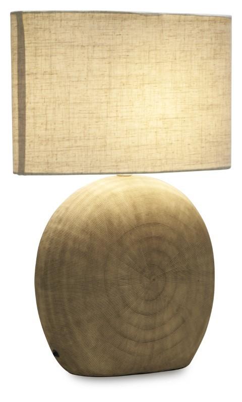 Large Swirl Ceramic Lamp with Fabric Shade - Terracotta/Natural-abc