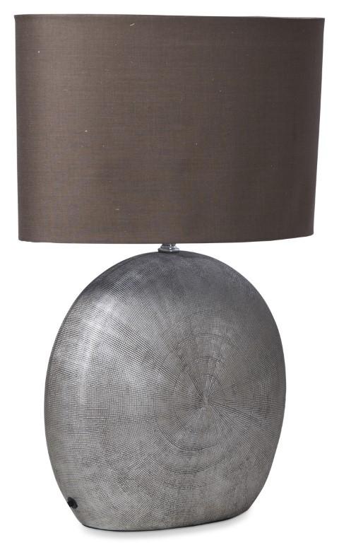 Large Swirl Ceramic Lamp with Fabric Shade - Grey/Mushroom-abc