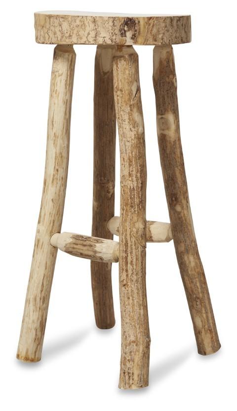 Ubud 4 Leg Paulownia Wood 74cm Stool - Bleached-Living-Home & Giftware-Default Title---abc
