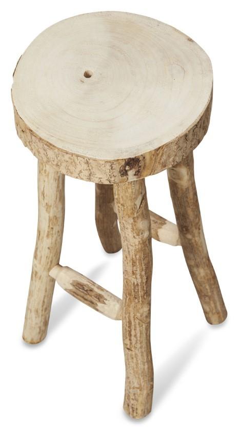 Ubud 4 Leg Paulownia Wood 74cm Stool - Bleached-Living-Home & Giftware-Default Title---abc